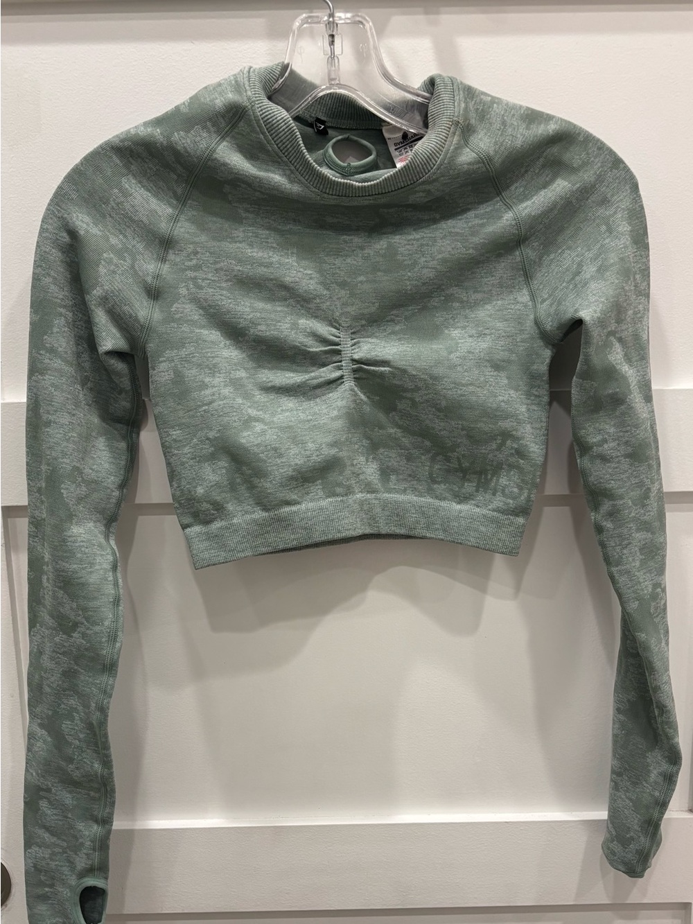 Gymshark Sage Green Ruched Crop Top